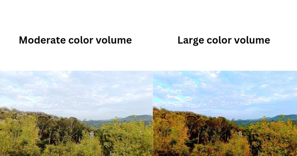 Moderate vs large color volume